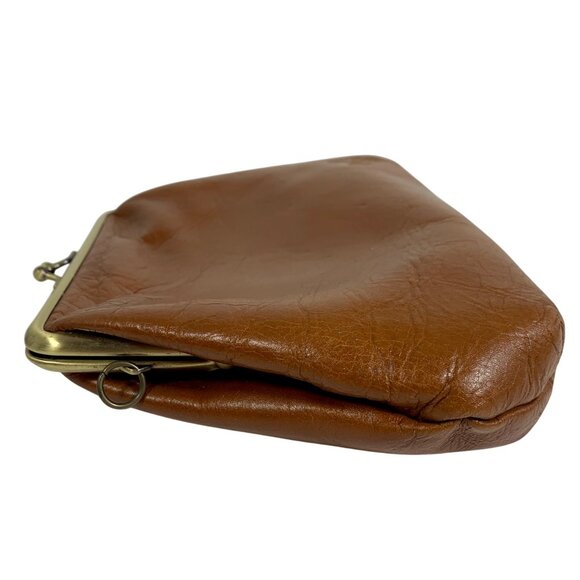 Patricia Nash Brown Leather Womens Clutch Purse Brass Frame Embossed Floral Logo - Picture 5 of 15